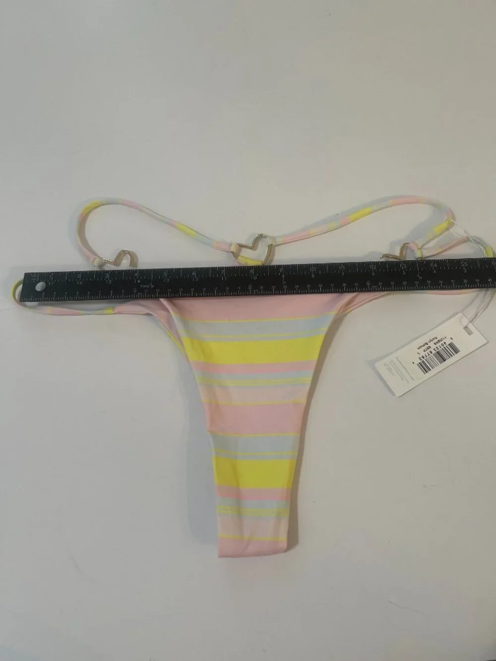 Frankies Bikinis Kailyn Summer Stripe Heart Ring Bikini Bottom L NWT